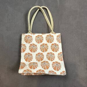 Sea Urchin Print  Bag Rock Flower Paper Canvas Tote Gift Bag Small Shop OOAK